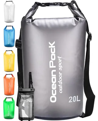 Produktbild von Wasserdichte Tasche 20L/10L/5L/2L mit Handyhülle und Schultergurten, Schwarz