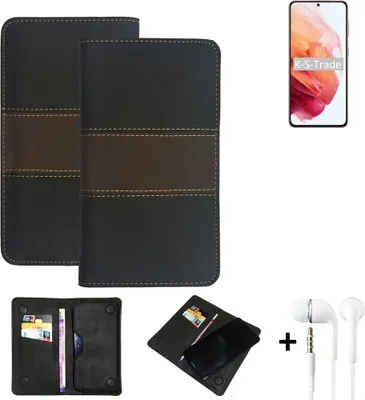 Produktbild von K-S-Trade Handyhülle + Kopfhörer kompatibel mit Samsung Galaxy S21 5G SD888 Schutzhülle Walletcase Bookstyle Tasche Schutz Case Hülle Wallet Cover