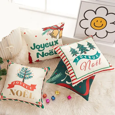 Produktbild von 4er Pack Weihnachten Kissen Abdeckung Kissenbezug 45X45CM Sofa Decor Kissenbezug, 45CM, 45CM