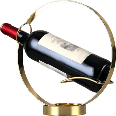 Produktbild von Goldfarbenes Weinregal für eine Flasche – Tischdekoration, ideal für Küche und Esstisch, auch als Tischdekoration und Wohnaccessoire geeignet.