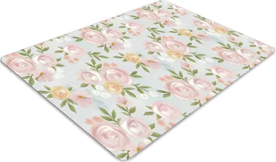 Obrázok produktu pre Podlahová ochranná podložka - Ochranná podložka pod stoličku - Podlahová podložka - 100x70 cm - Akvarelové kvety