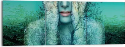 Produktbild von Bild auf Leinwand - Leinwandbild - 3 Teile - Frau Natur Grafik - 150x50cm - Wand Bild - Wanddeko - Wandbilder - Leinwanddruck - Bilder - Wanddekoration - Leinwand bilder - Wandbild - CA150x50-4254