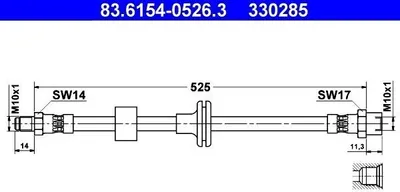 Produktbild von ATE 83.6154-0526.3 Bremsschlauch Vorne passend für MERCEDES-BENZ Stufenheck (W124) W124 T-modell (S124) E-Klasse Limousine (W124) E-Klasse T-modell