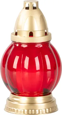 Productafbeelding van Graflicht Grave, rood glas, goudkleurig, 18 h, 60 g, 20 cm - Set van 9 stuks