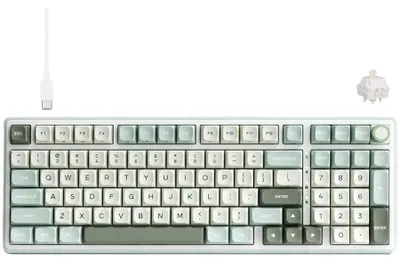Zdjęcie produktu dla Royal Kludge R98 Pro, Przewodowy i Bezprzewodowy, Bluetooth, Mechaniczna, QWERTY, RGB LED, Cyjan, Szary
