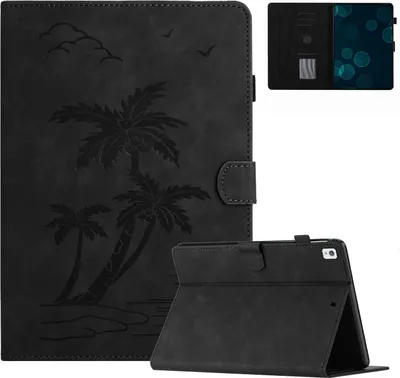 Obrázek produktu pro Pro iPad 10.2 2019 / 2020 / 10.5 2017 / 2019 Coconut Tree Empressed Smart Leather Tablet Case (Black)