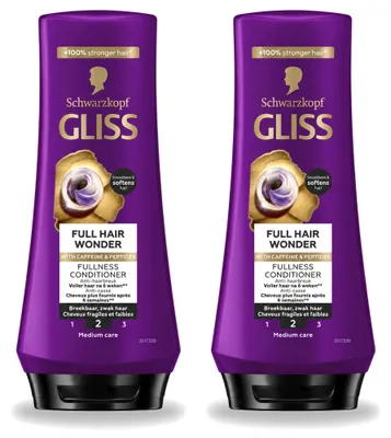 Productafbeelding van 2 x Gliss Full Hair Wonder Conditioner - 200 ml - Voordeelverpakking - 2 stuks