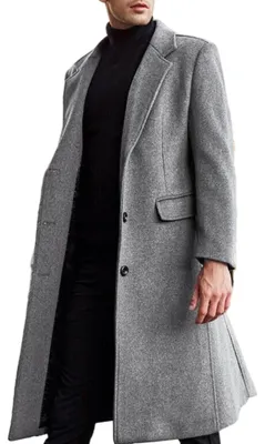 Zdjęcie produktu dla Omgoods - Elegancki, dopasowany trencz męski, idealny na zimę
