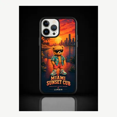 Imagen del producto de Funda para iPhone 13 Pro Max, carcasa protectora con diseño del atardecer de Miami – LUNØIR ©