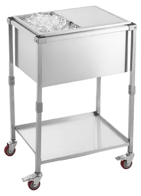 Immagine prodotto di Contenitore per ghiaccio da incasso VEVOR, dimensioni 508 x 355 x 306 mm (20"L x 14"P x 12"A), in acciaio inossidabile. Frigorifero da incasso da 30 litri, vasca per ghiaccio commerciale con coperchio, adatta per l'uso esterno. Include kit di scarico, ideale per vino e birra freddi