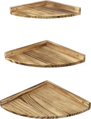 Immagine prodotto di Scaffale angolare sospeso - Set in legno da 3 pezzi - Ideale per il soggiorno e la cucina