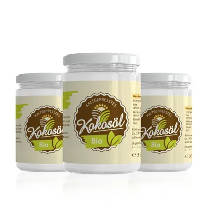 Produktbild von LaFiNa  Kokosöl 330g | 3x330g Kombipaket| Premium nativ kaltgepresst | 48% Laurinsäure erste Pressung | Rohkostqualität vegan Kokosfett