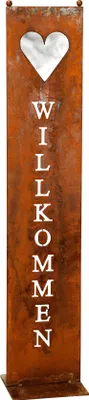 Produktbild von Stele Willkommen Garten-Deko 20x100cm Herz Rost Rostdeko Edelrost Schild