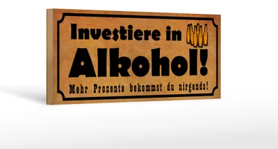 Produktbild von Holzschild Spruch 27x10cm Investiere in
