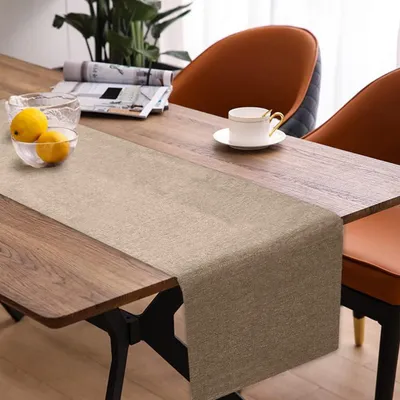 Obrázok produktu pre Běžec na stôl, vzhľad ľanu, vodeodolný, farba khaki, 40 x 180 cm