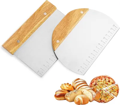 Immagine prodotto di Spalmatore per impasto in acciaio inossidabile, composto da 2 pezzi, con manico in legno, mattarello, per la cucina