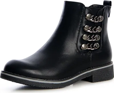 Produktbild von topschuhe24 1338 Damen Stiefeletten Chelsea Boots Booties Nieten Ketten, Farbe:Schwarz, Größe:36 EU