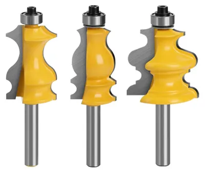 Productafbeelding van Fraserset voor bovenfrees, 8 mm schacht, 3 stuks, houtbewerking, groeffrees, wolfraamstaal