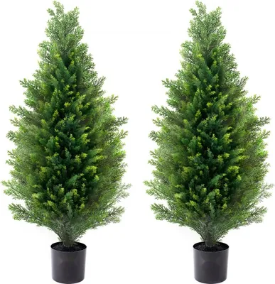 Produktbild von Künstliche Zeder Formschnittbaum - 2er-Set PE Zypresse 91,4 cm - Pflegeleichte Kunstpflanzen für Innen- und Außendekoration