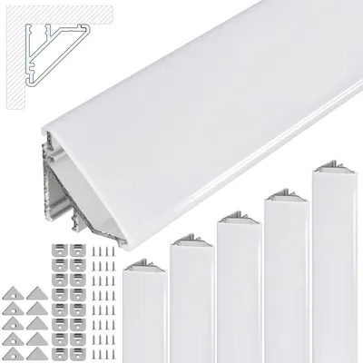 Produktbild von Brollux LED Eckprofil V24 Set 10m (5x2m) Alu Profile 45 Grad Ecke Aluminium für LEDs Strip Lichtleiste ohne Leuchtmittel