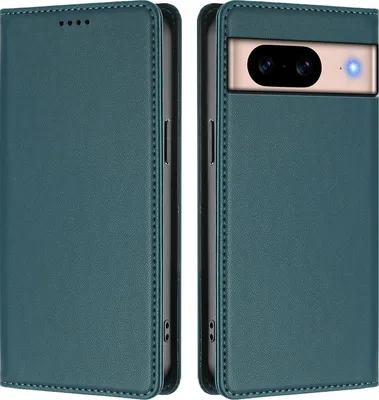 Produktbild von Handyhülle für Google Pixel 8A, Kunstleder Klapphülle Stoßfeste Magnetische Hülle mit Ständer Grün