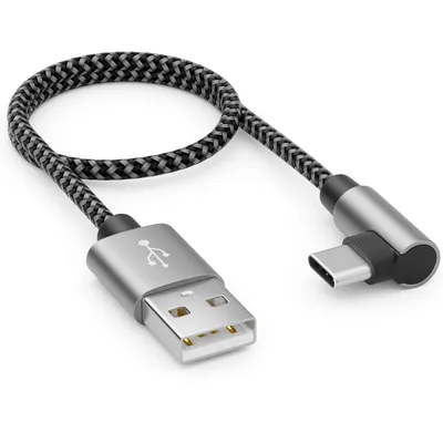 Produktbild von deleyCON 0,30m USB A zu USB C Kabel - USB-C Stecker 90° Gewinkelt - Kurzes 30cm USB-A auf USB-C Ladekabel für iPhone 15 16 Pro Max Samsung S24 S23 S22 Pixel iPad Pro MacBook Air Tablets Switch PS5