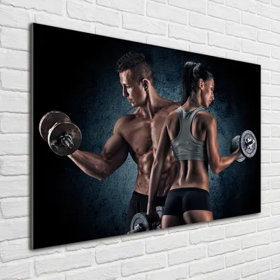 Produktbild von Tulup® Glas-Bild - 100 x 70 - Wandbild aus Glas - Wandkunst - Wandbild hinter gehärtetem Sicherheitsglas - Sport - Bodybuilding - Schwarz