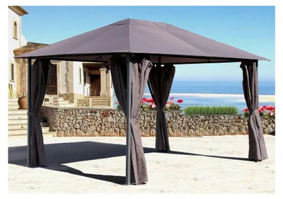 Produktbild von Metall Gartenpavillon 3x4m Taupe mit 4 Seitenteilen