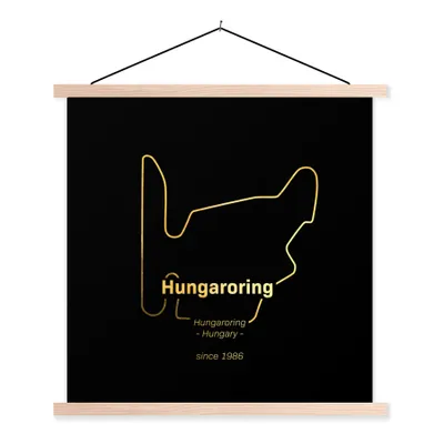 Produktbild von MuchoWow® Textilposter Hungaroring - Formel 1 - Rennstrecke 40x40 cm mit holzfarbenen Rahmen - Posterleiste