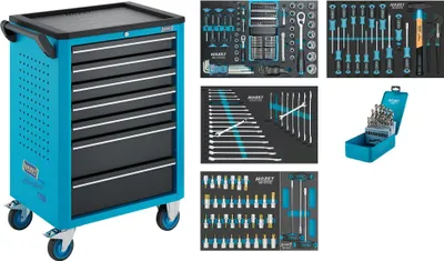 Produktbild von Werkstattwagen Assistent 176N-7 Sortiment 176N-7/256 256-teilig Schubladen, flach: 5 81x522x348 mm Schubladen, hoch: 2 166x522x348 mm