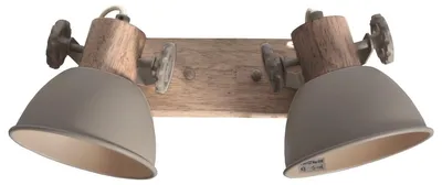 Zdjęcie produktu dla Mexlite - reflektor - Gearwood - taupe - drewno metal - reflektor natynkowy - E27 - 7969TA