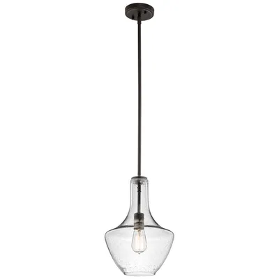 Image de Suspension Everly, bronze vieilli, 1xE27x60W, verre, dimensions : 137,2 x 26,8 x 26,8 cm, IP20, Kichler