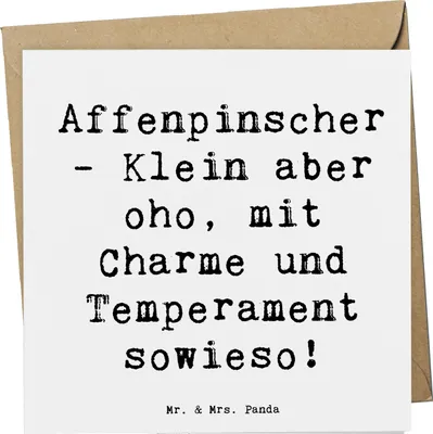 Produktbild von Mr. & Mrs. Panda Glückwunschkarte Spruch Affenpinscher Charme - Weiß - Geschenk, Sozialisierung, liebenswert, Hunderasse, Grußkarte, faltkarte, Klappkarte, Hunderassen