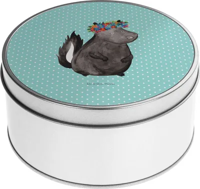 Produktbild von Mr. & Mrs. Panda zuckerdose Stinktier Mädchen - Türkis Pastell - Geschenk, Keksdose, Namaste, Metallbox, Stinker, keksdosen, Skunk, Vorratsdosen, Vorratsdose, Teedose