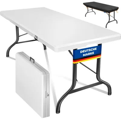 Immagine prodotto di Tavolo da buffet pieghevole in plastica KESSER® 183x76 cm: tavolo da campeggio, da festa, da giardino, per giardino, terrazza e balcone; pieghevole, per 8 persone, con maniglia di trasporto e copertura incluse