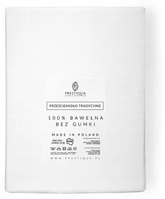 Produktbild von Prestiqua Bettlaken 180x220 cm ohne Gummizug Baumwolle Weiß