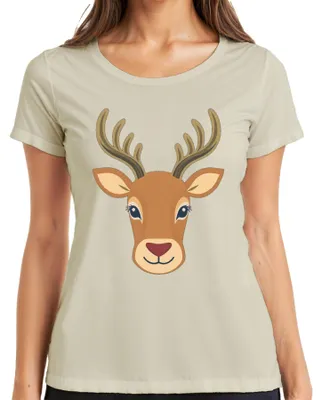 Immagine prodotto di Maglietta da donna Boho con testa di cervo per bambini, motivo animale, natura, M