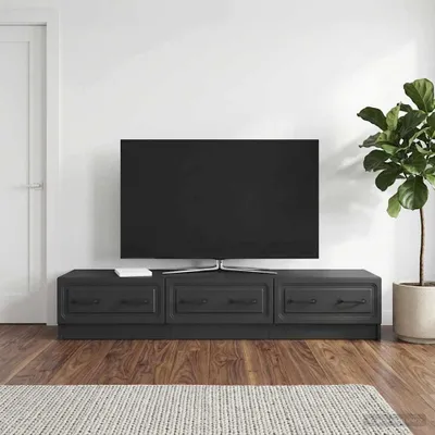 Productafbeelding van Maison Exclusive - TV-meubels: 147 x 34,5 x 27 cm, zwart, houtvezel