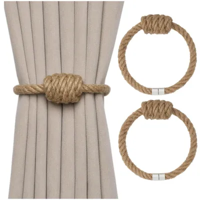 Immagine prodotto di Set da 2 supporti magnetici per tende – Supporti per tende a tenda, in lino, 45 cm