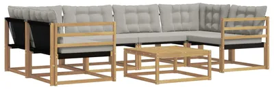 Produktbild von vidaXL Outdoor-Sofagarnitur 7 stk. Weiß und Hellgrau