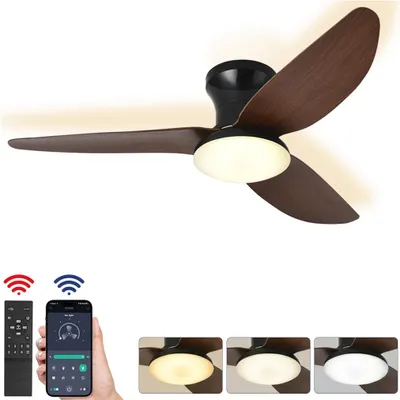 Produktbild von Deckenventilator mit Beleuchtung leise, Ø100cm DC Motor 6 Stufen, Smart APP & Fernbedienung, Dimmbar 3 Farben Umkehrbare Windrichtung Wohnzimmer Büro