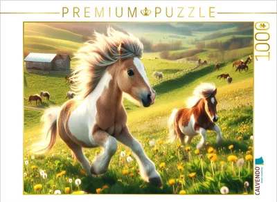 Produktbild von CALVENDO Puzzle Frühlingserwachen der Ponys | 1000 Teile Lege-Größe 64x48cm Foto-Puzzle für glückliche Stunden