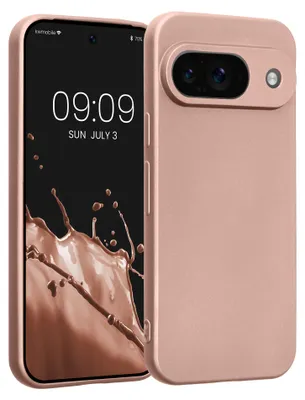 Produktbild von kwmobile Handyhülle für Google Pixel 9 Hülle - weiche Silikon Case metallisch schimmernd - Schutzhülle Cover - Metallic Rosegold