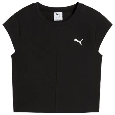 Immagine prodotto di Puma – maglietta a maniche corte da donna, modello "Wardrobe Essentials", in tessuto a coste, taglia L