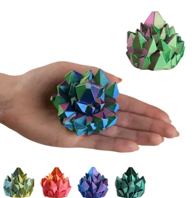 Produktbild von Crystal Spinner Fidget Toy – 3D-gedruckt, beschäftigt die Hände 7 cm – Blau-Grün-Violett