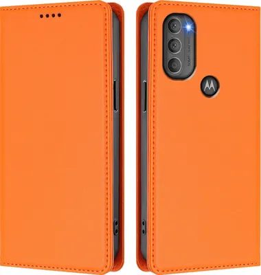 Image de Etui en cuir pour Motorola Moto G71 5G, étui magnétique en cuirPolyuréthaneavec support Orange