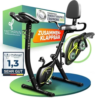 Immagine prodotto di Cyclette da casa pieghevole - estremamente silenziosa e confortevole - [SoftFoam] Certificata DEKRA - con ingresso facilitato. Cyclette, ergometro, cyclette pieghevole per uso domestico, fitness bike