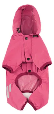 Produktbild von Wasserdichter Welpenregenmantel mit Kapuze für kleine bis mittelgroße Hunde, Poncho mit reflektierendem Streifen, leichte Jacke