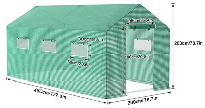 Immagine prodotto di Tuinkas - Serra da coltivazione - Serra - Coltivazione - Serra per orto - 4,5 x 2 x 2 metri - Struttura in acciaio zincato