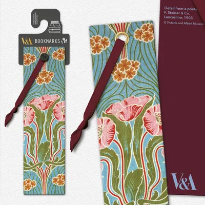 Produktbild von Leder-Lesezeichen mit Mohnblumenmotiv von V&A